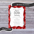 Red & Silver Birthday or Wedding Invite