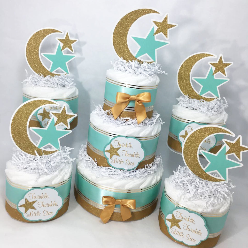 Mint & Gold Twinkle, Twinkle, Little Star Diaper Cakes