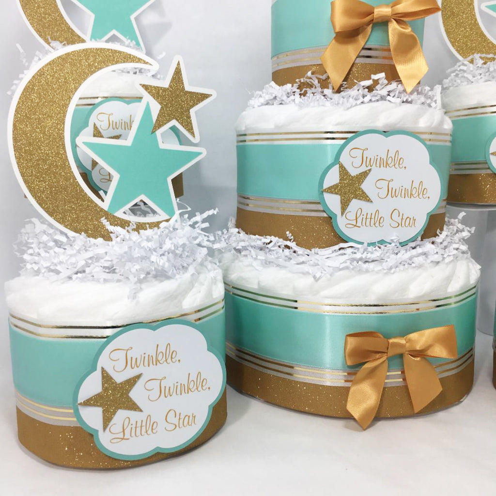 Moon and Stars Diaper Cake Centerpieces