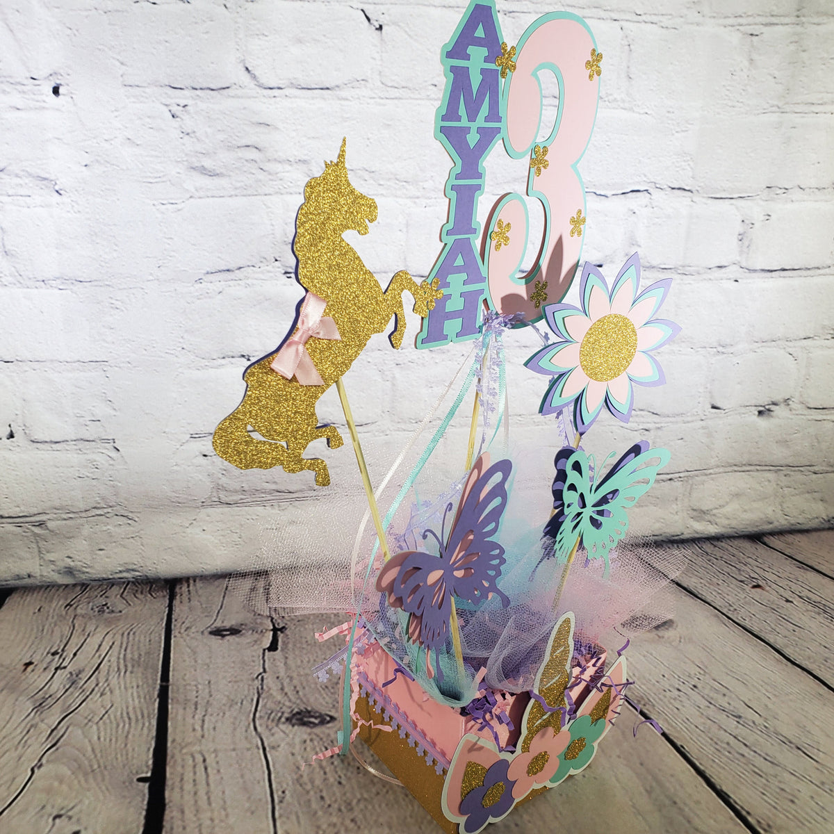 Unicorn Birthday Centerpiece - Lavender, Pink, Aqua, Gold
