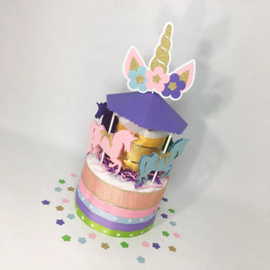 Unicorn Carousel Diaper Cake Centerpiece