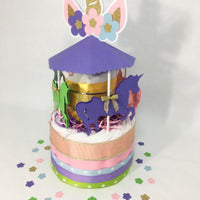 Unicorn Carousel Diaper Cake Centerpiece
