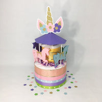 Unicorn Carousel Diaper Cake Centerpiece
