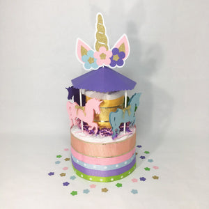 Unicorn Carousel Diaper Cake Centerpiece