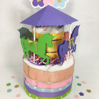 Unicorn Carousel Diaper Cake Centerpiece
