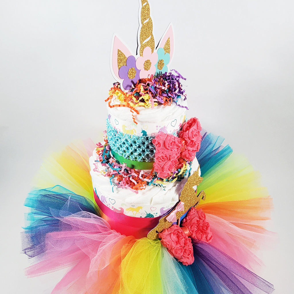 Unicorn Princess Tutu Diaper Cake Centerpiece