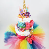 Unicorn Princess Tutu Diaper Cake Centerpiece
