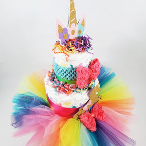 Unicorn Princess Tutu Diaper Cake Centerpiece