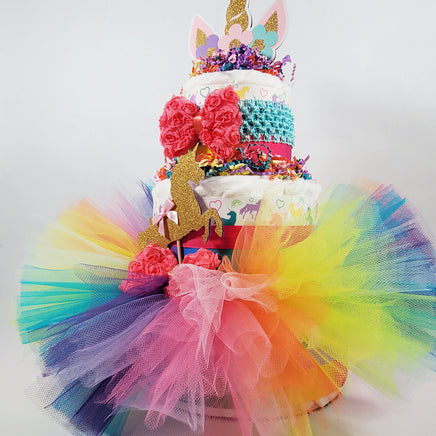 Unicorn Tutu Diaper Cake Centerpiece
