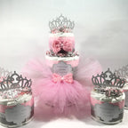 Pink and Silver Little Princess Tutu Diaper Cake Set