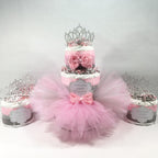 Pink & Silver Tutu Princess Diaper Cake Set