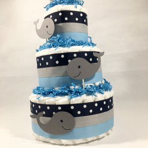 Whale Boy Diaper Cake Centerpiece