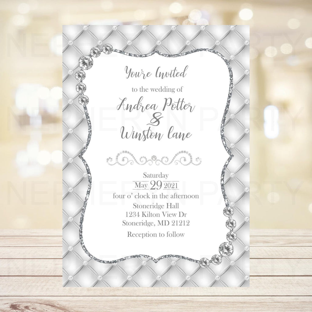 White Diamonds Wedding Invitation