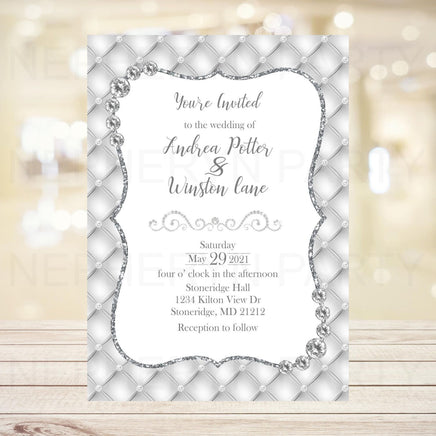 White Diamonds Wedding Invitation