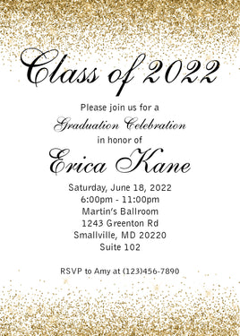 White & Gold Graduation Invitation