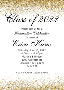White & Gold Graduation Invitation