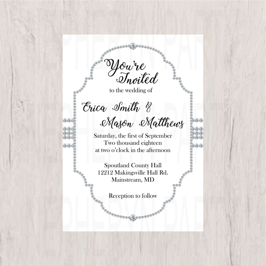 White and Silver Diamond Wedding Invitation