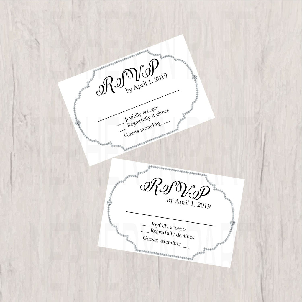 White and Silver Diamond Wedding Invitation