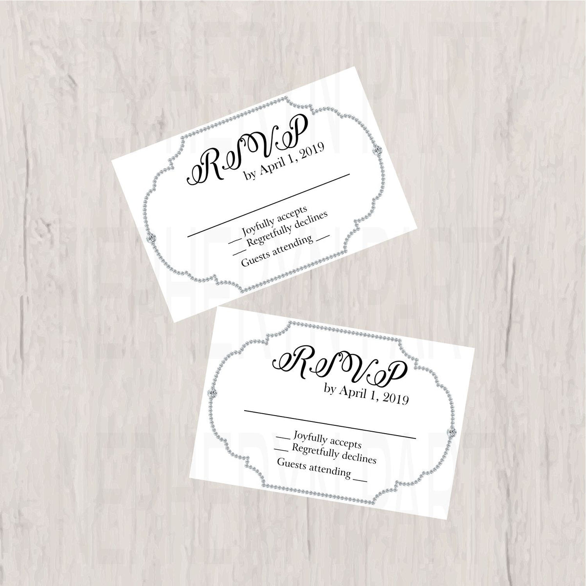 White and Silver Diamond Wedding Invitation