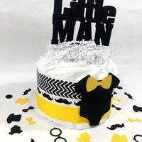 Black & Yellow Little Man Diaper Cake Centerpiece
