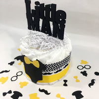 Black & Yellow Little Man Diaper Cake Centerpiece
