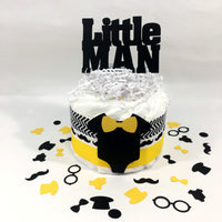 Black & Yellow Little Man Diaper Cake Centerpiece
