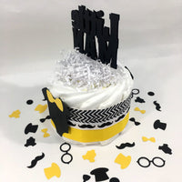 Little Man 1-Tier Diaper Cake - Black, Yellow
