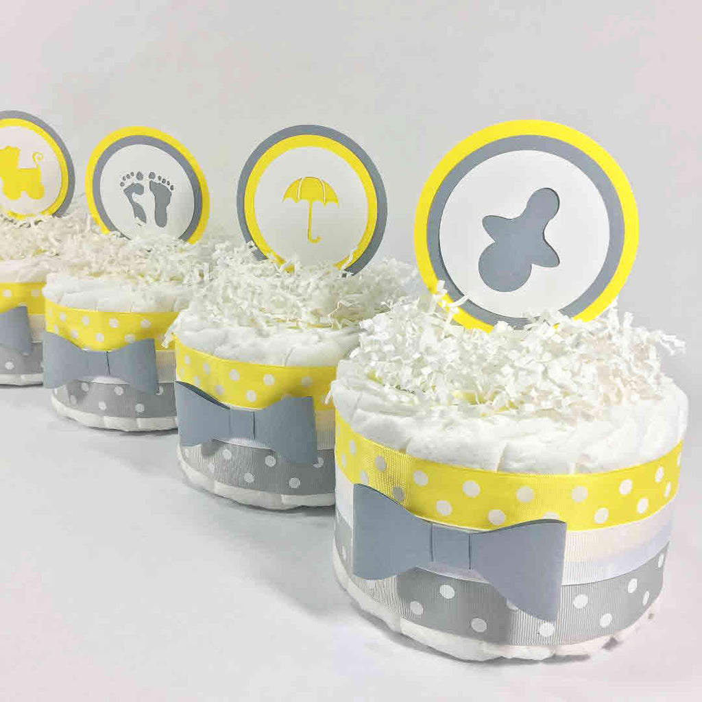 Yellow & Gray Gender Neutral Mini Diaper Cakes